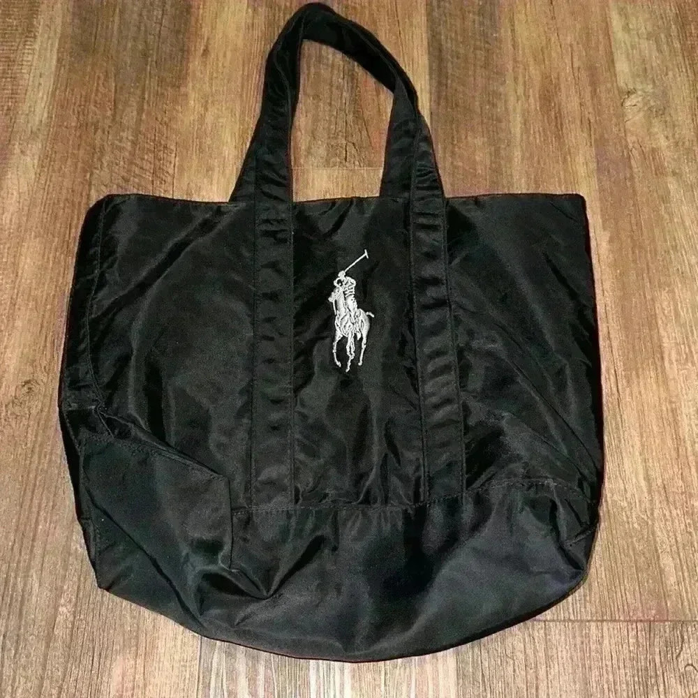Back and Metallic Silver Polo Ralph Lauren Bag - Picture 1 of 4